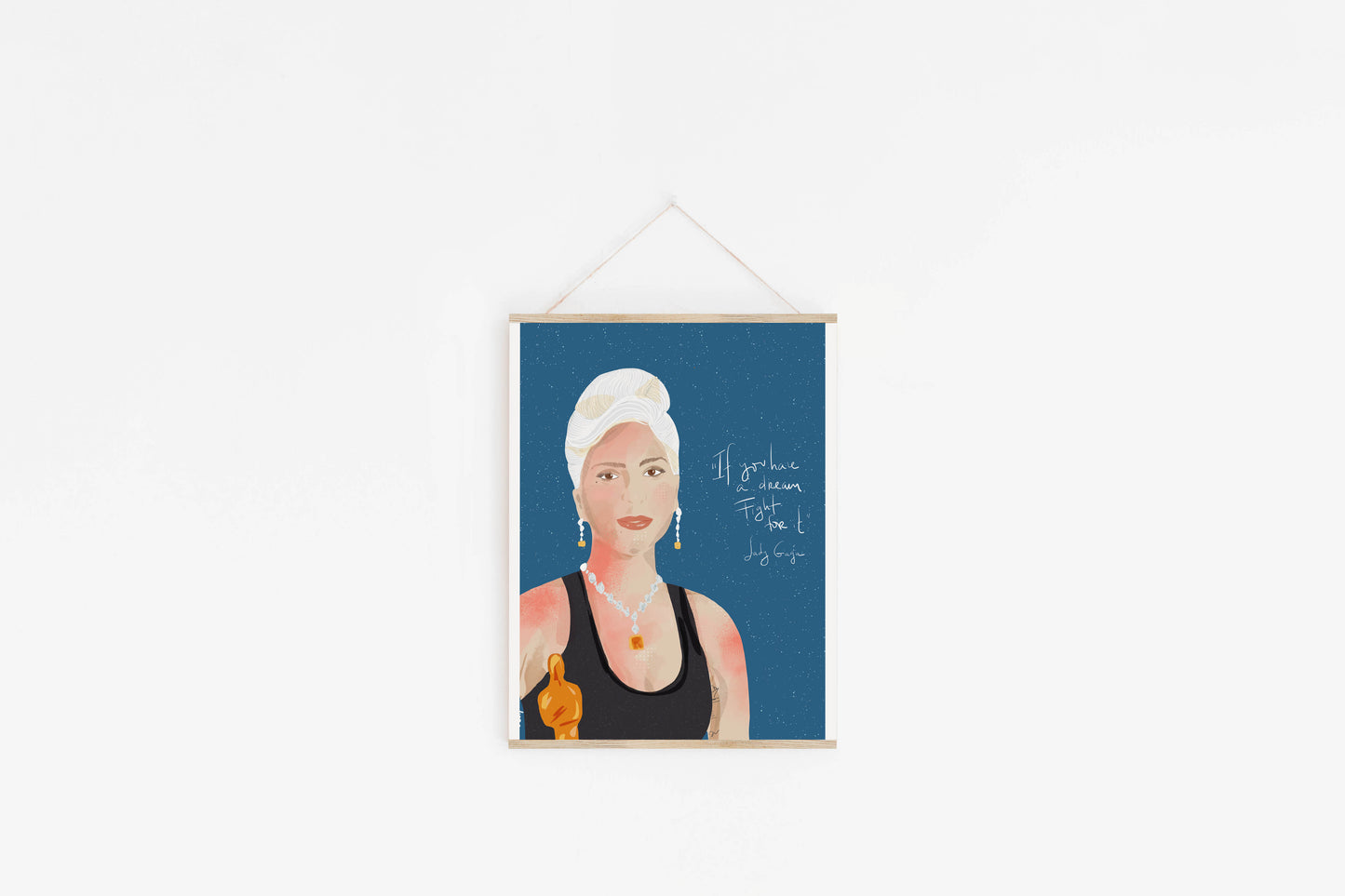 Lady Gaga Wins An Oscar, Ready to Frame Art Print - VIOLETREDSTUDIO