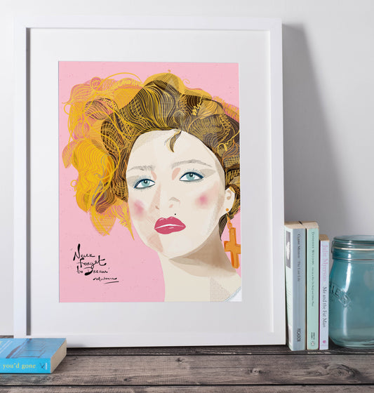 MADONNA Portrait, Illustration Print, Wall Art, CUBICLE DECOR - VIOLETREDSTUDIO