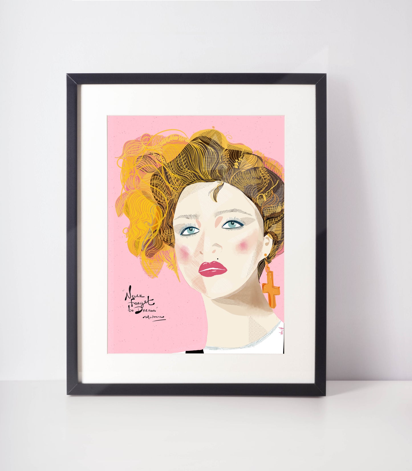 MADONNA Portrait, Illustration Print, Wall Art, CUBICLE DECOR - VIOLETREDSTUDIO
