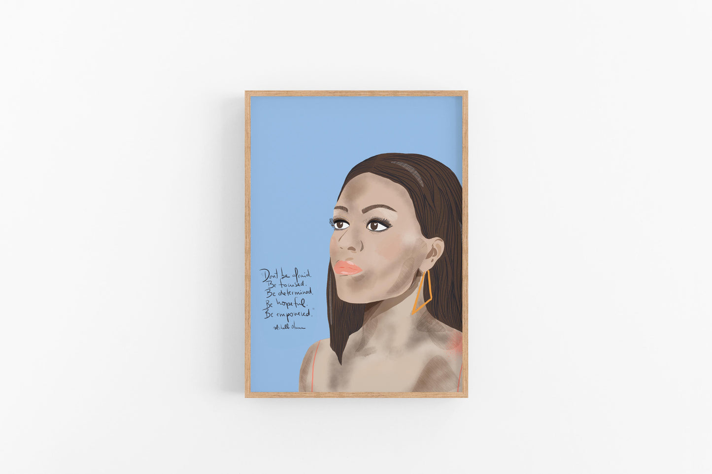 Michelle Obama Portrait, Feminist Art Print, Iconic Women Wall Art, Cubicle Decor - VIOLETREDSTUDIO