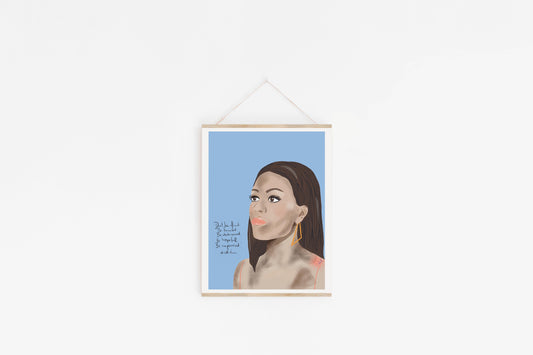 Michelle Obama Portrait, Feminist Art Print, Iconic Women Wall Art, Cubicle Decor - VIOLETREDSTUDIO