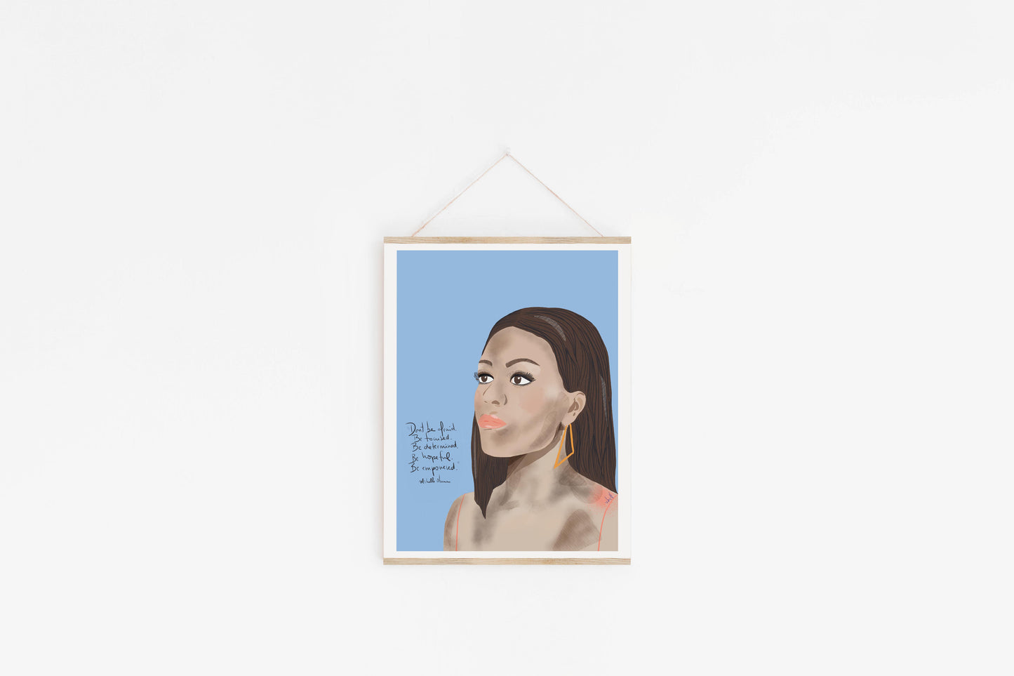 Michelle Obama Portrait, Feminist Art Print, Iconic Women Wall Art, Cubicle Decor - VIOLETREDSTUDIO