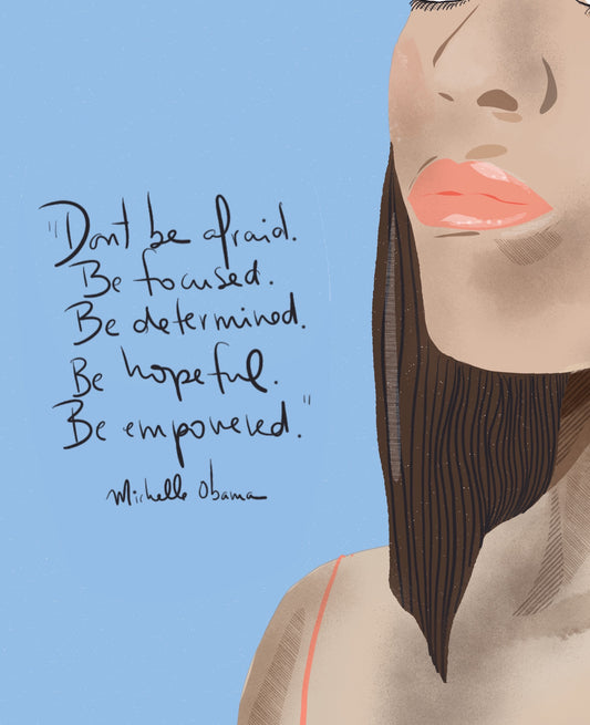 Michelle Obama Portrait, Feminist Art Print, Iconic Women Wall Art, Cubicle Decor - VIOLETREDSTUDIO