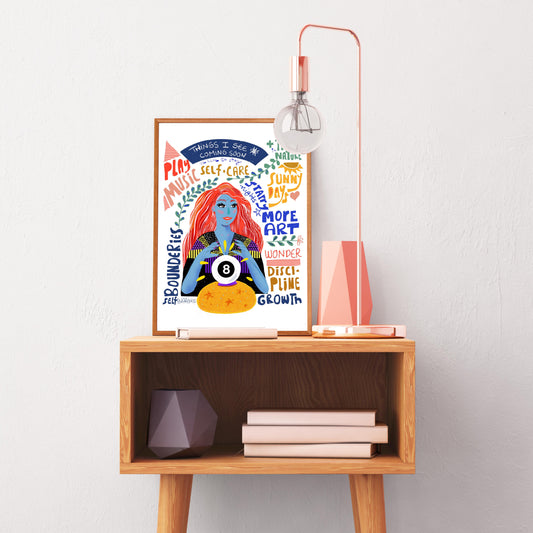 Predicting good things ahead Poster, Modern witch Art print - VIOLETREDSTUDIO