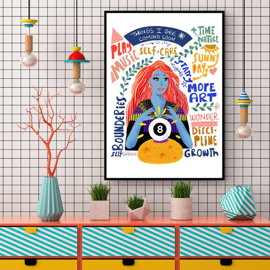 Predicting good things ahead Poster, Modern witch Art print - VIOLETREDSTUDIO