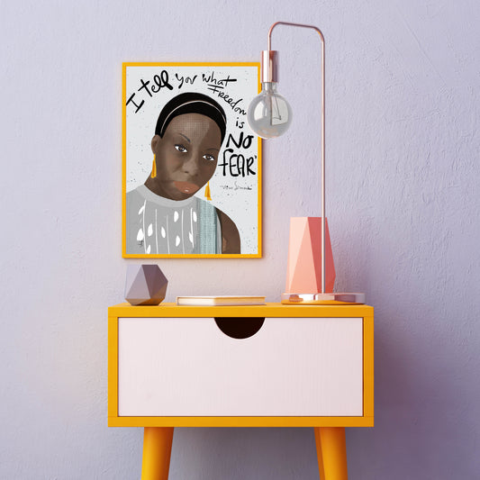 Nina Simone Art Print, Inspiring Women Iconic Artists Office Decor, Ready to Frame Print, Famous Quotes - VIOLETREDSTUDIO