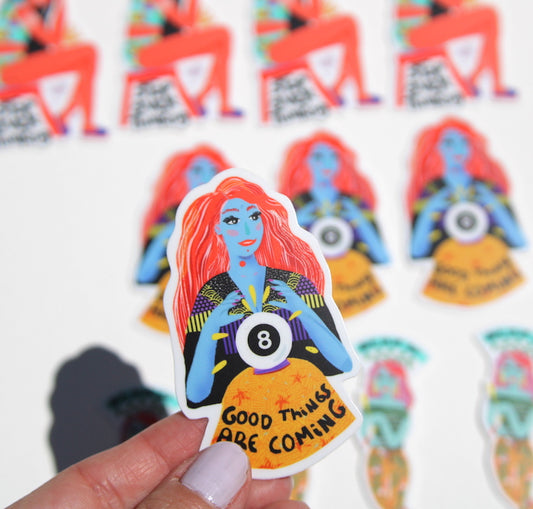 GOOD THINGS are Coming- Vinyl Sticker-Optimistic Cell Phone Sticker - VIOLETREDSTUDIO