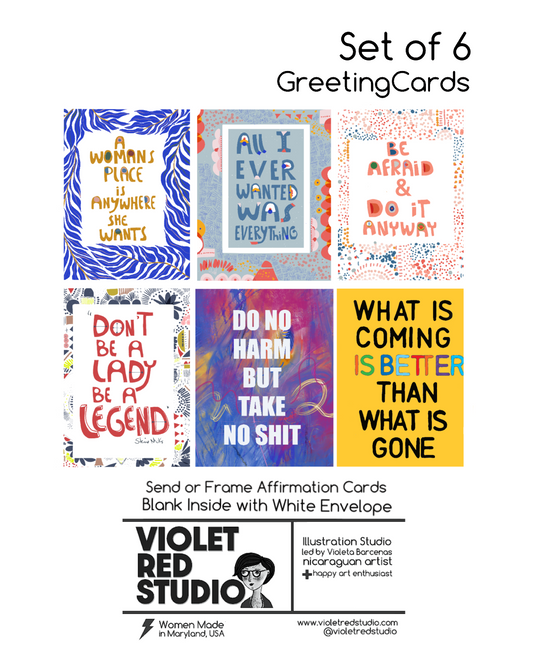 GREETING CARDS-Quotes Printed Cards-Motivational Cards-Typographic Art-Affirmation Cards-Women Power Cards-Dreamer Inspirational Cards - VIOLETREDSTUDIO