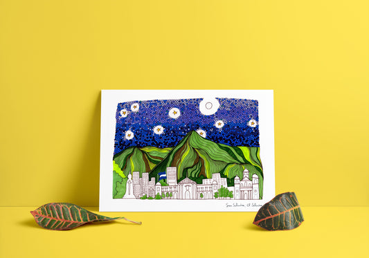El Salvador, Salvador Skyline, Bedroom Decor, Apartment Wall Art, TRAVEL PRINTS - VIOLETREDSTUDIO
