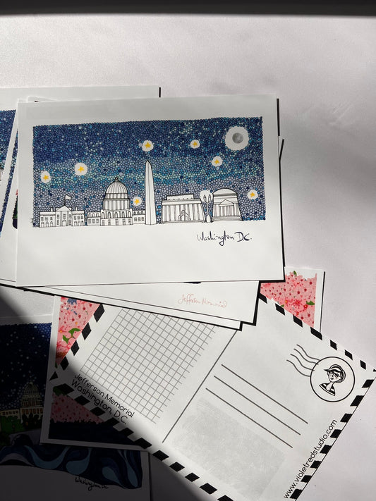 Set of 4 Washington DC Postcards- Snail Mail - VIOLETREDSTUDIO