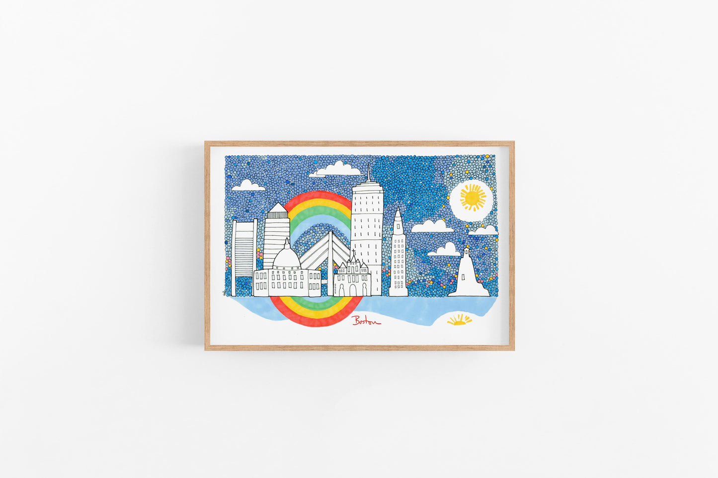 Boston Skyline-Bostonian Accent Print-Fun cubicle Decor-TRAVEL PRINTS - VIOLETREDSTUDIO