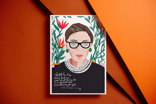 Notorious RBG Art Print, Ruth Bader Ginsburg Portrait, Cubicle Decor, RBG QUOTE - VIOLETREDSTUDIO