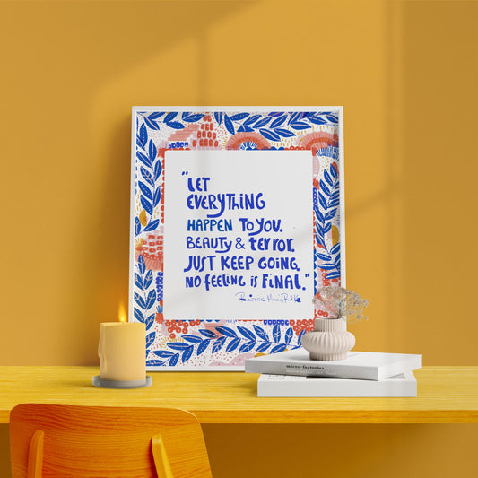 Motivational Art print-RILKE QUOTE -Cubicle Decor-Typographic art - VIOLETREDSTUDIO