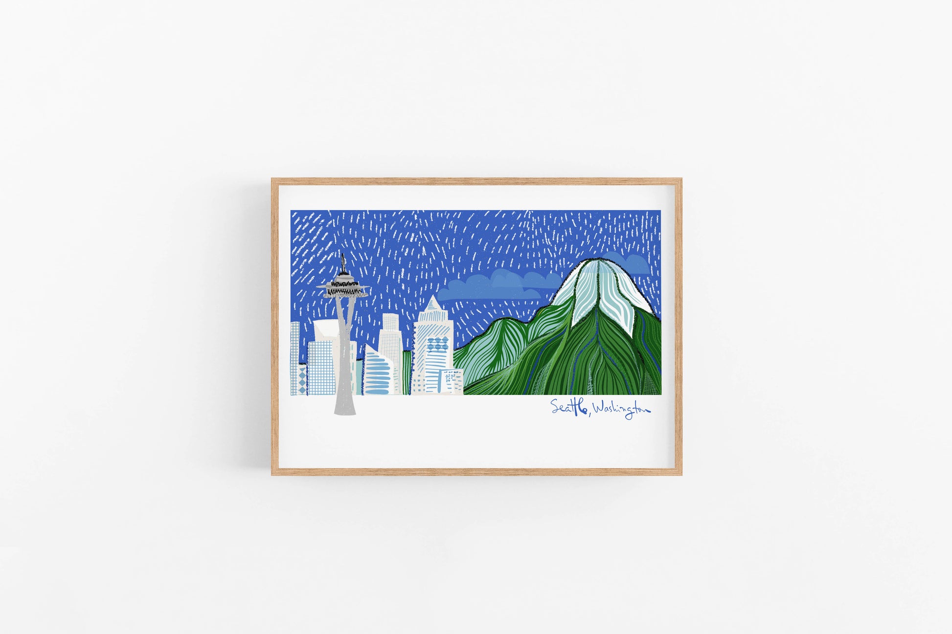 SEATTLE Skyline-Fun Cubicle Decor-Seattle Art Print-ather's Day Gift-TRAVEL PRINTS - VIOLETREDSTUDIO