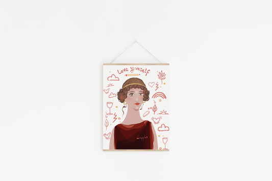 Sappho, Inspiring Women of Antiquity, Writers gift, Dorm Room Decor, Cubicle Wall Art - VIOLETREDSTUDIO