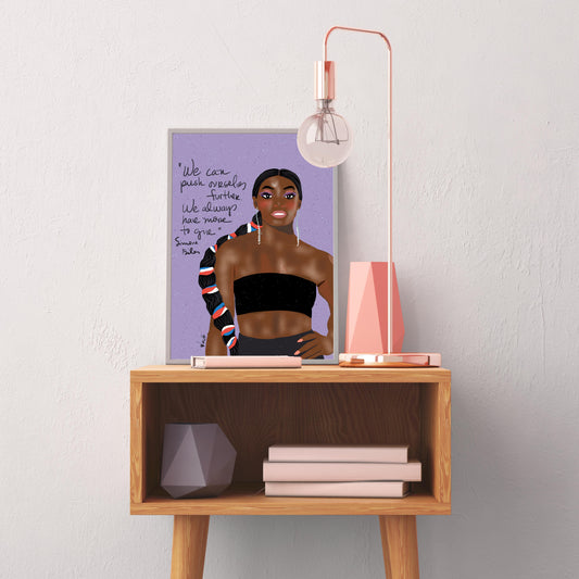SIMONE BILES Portrait, Girl Power Art Print, Classroom Wall Art - VIOLETREDSTUDIO