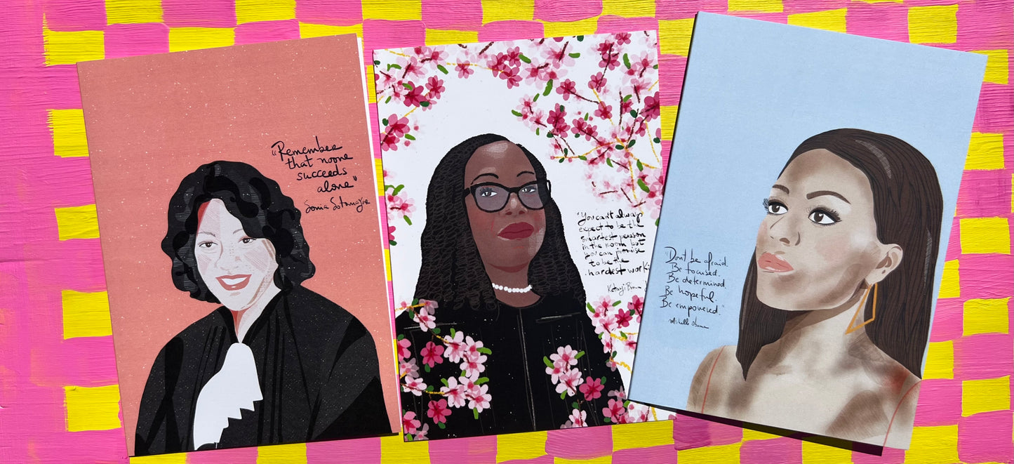 Set of 6 Washington DC Iconic Women Card Pack - VIOLETREDSTUDIO