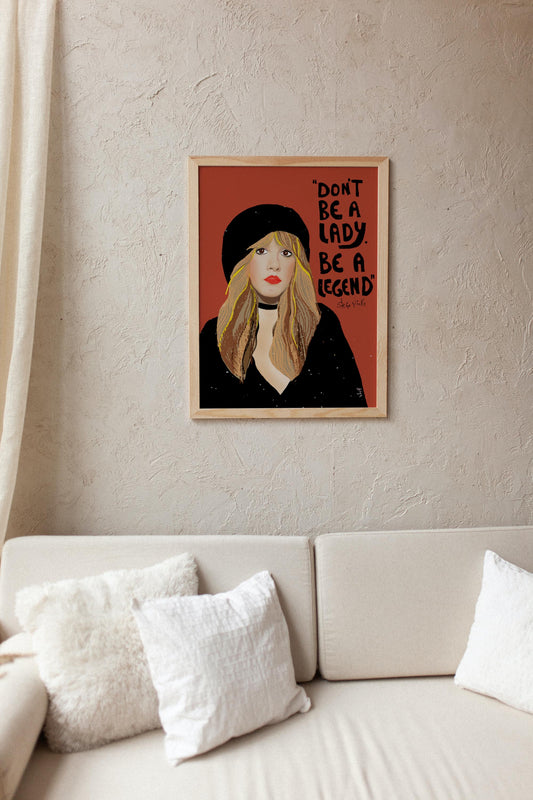 STEVIE NICKS Inspire portrait, Don't be a lady be a legend Art Print, Cubicle Decor - VIOLETREDSTUDIO
