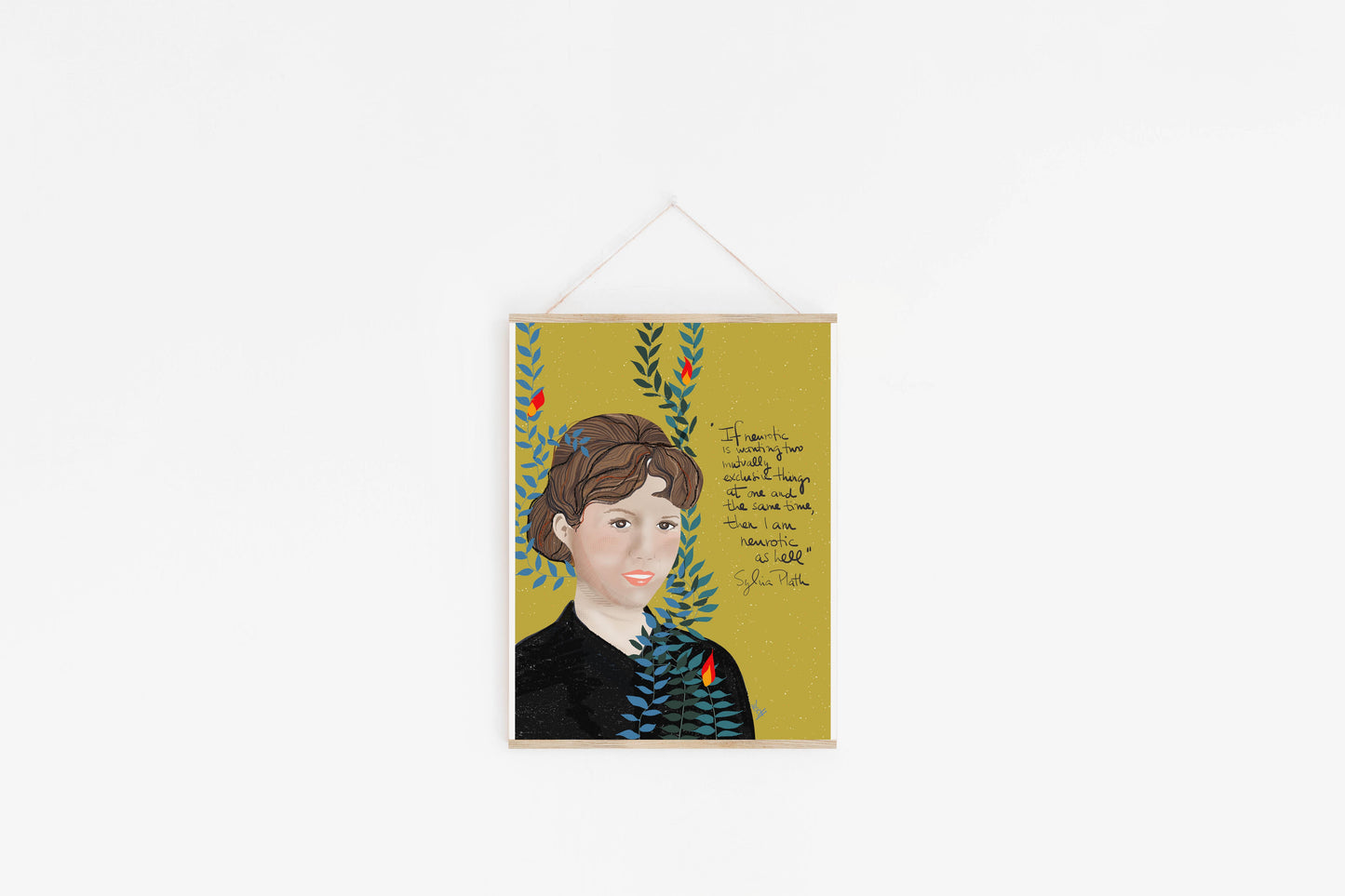 SYLVIA PLATH Art Print portrait, Cubicle Decor - VIOLETREDSTUDIO