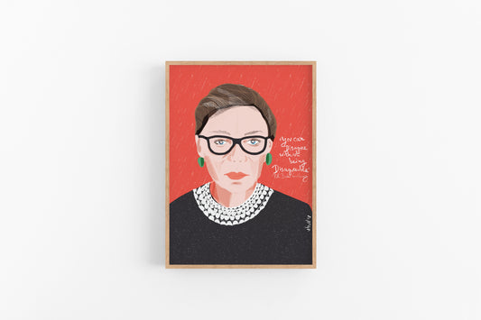 Notorious RBG Art Print, Ruth Bader Ginsburg Portrait, Cubicle Decor, RBG QUOTE - VIOLETREDSTUDIO