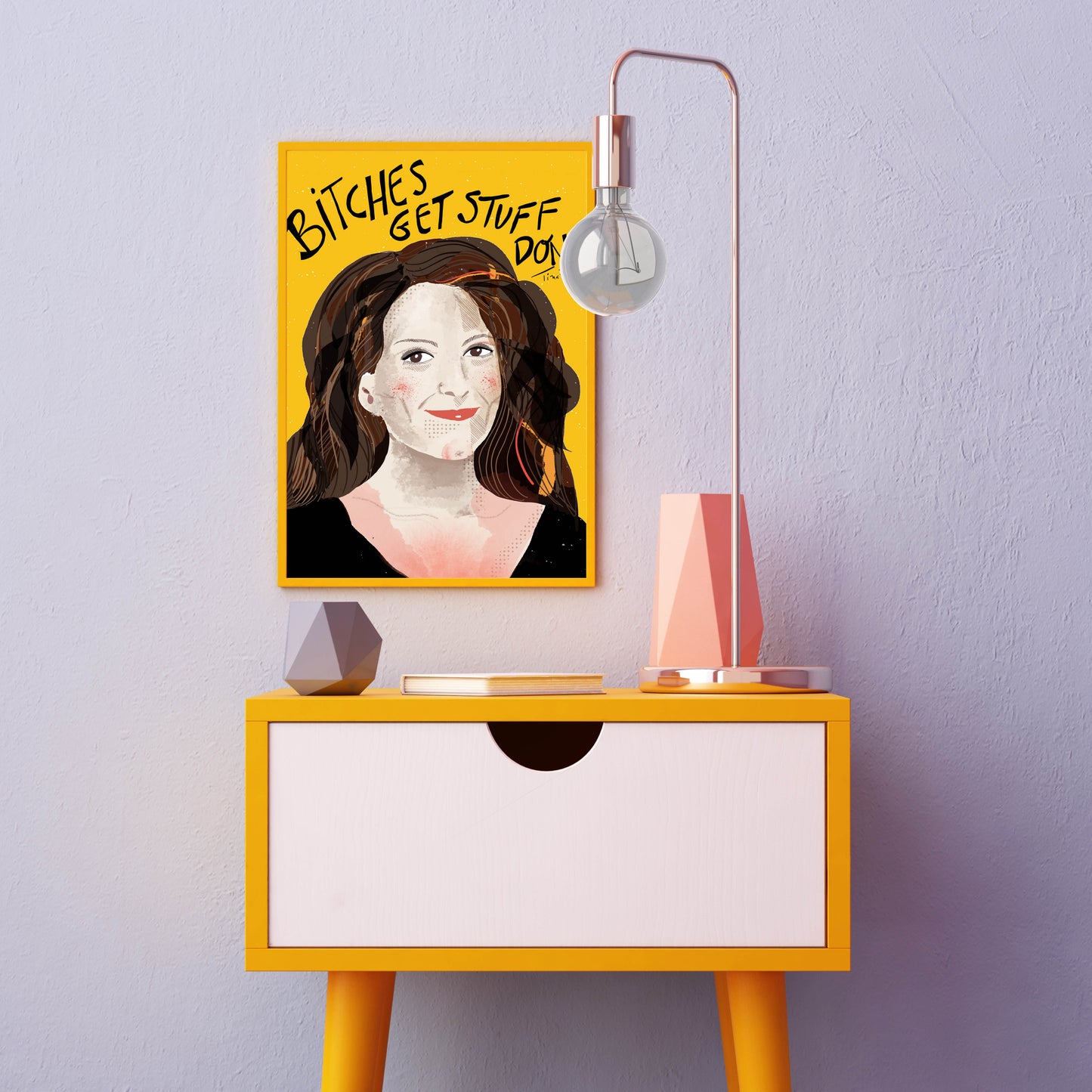 TINA FEY ART- Girls Apartment Art-Bitches Get Stuff Done Art- Typographic Art- Gorgeous Wall Art- Ladies Room Wall Art - VIOLETREDSTUDIO