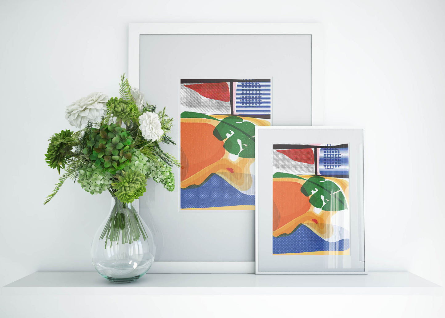 Day at the Beach, Feminine Abstract Art, Girl Boss Office Art, Colorful Accent Print - VIOLETREDSTUDIO