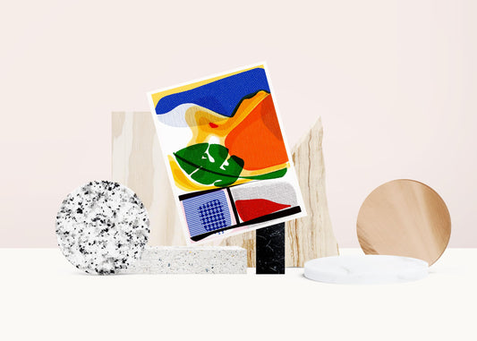 Day at the Beach, Feminine Abstract Art, Girl Boss Office Art, Colorful Accent Print - VIOLETREDSTUDIO