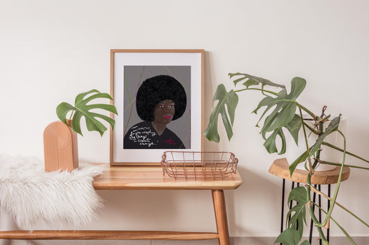 Angela Davis Portrait, Inspiring women Art, Feminist Inspiration, Dorm Room Decor - VIOLETREDSTUDIO