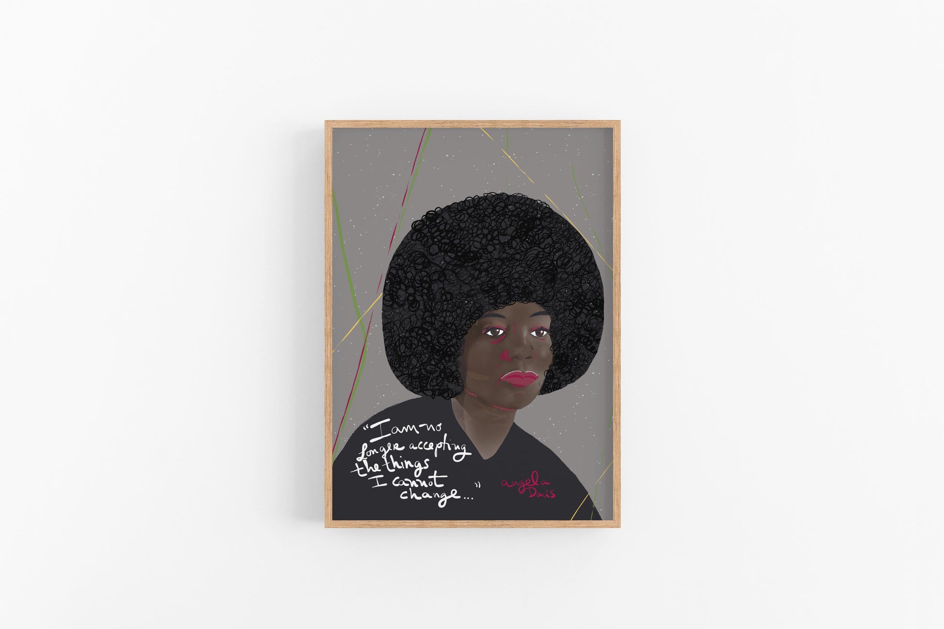 Angela Davis Portrait, Inspiring women Art, Feminist Inspiration, Dorm Room Decor - VIOLETREDSTUDIO