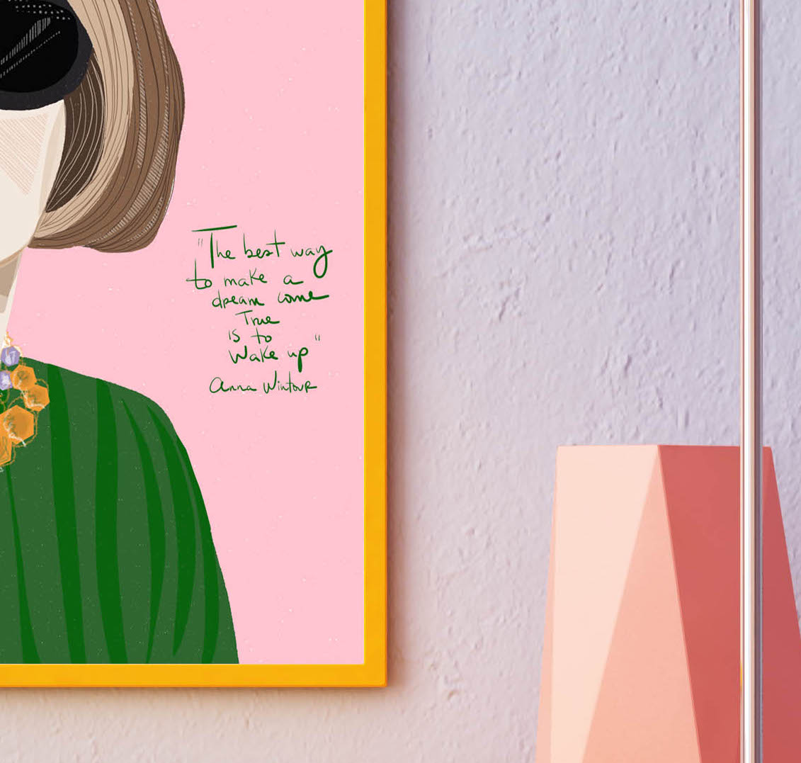 ANNA WINTOUR Art Poster, Fashionista gift, Graduation Gift, Cubicle Decor - VIOLETREDSTUDIO