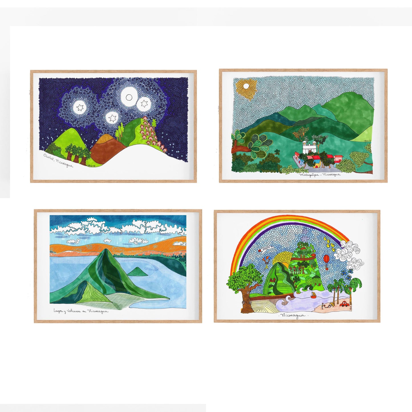 Set of 4 Prints | Nicaragua | Fun Cubicle Decor | Father's Day Gift - VIOLETREDSTUDIO