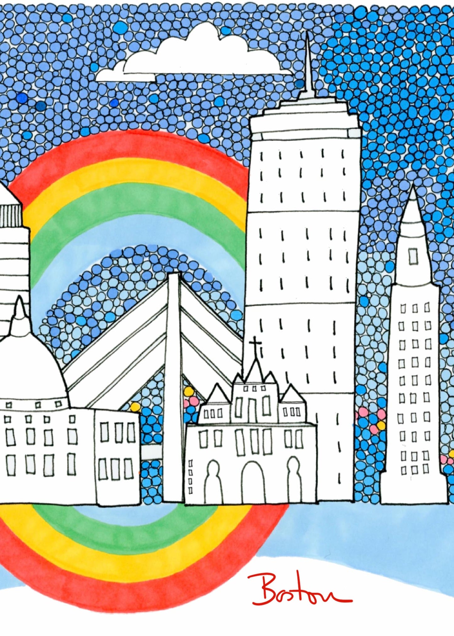 Boston Skyline-Bostonian Accent Print-Fun cubicle Decor-TRAVEL PRINTS - VIOLETREDSTUDIO