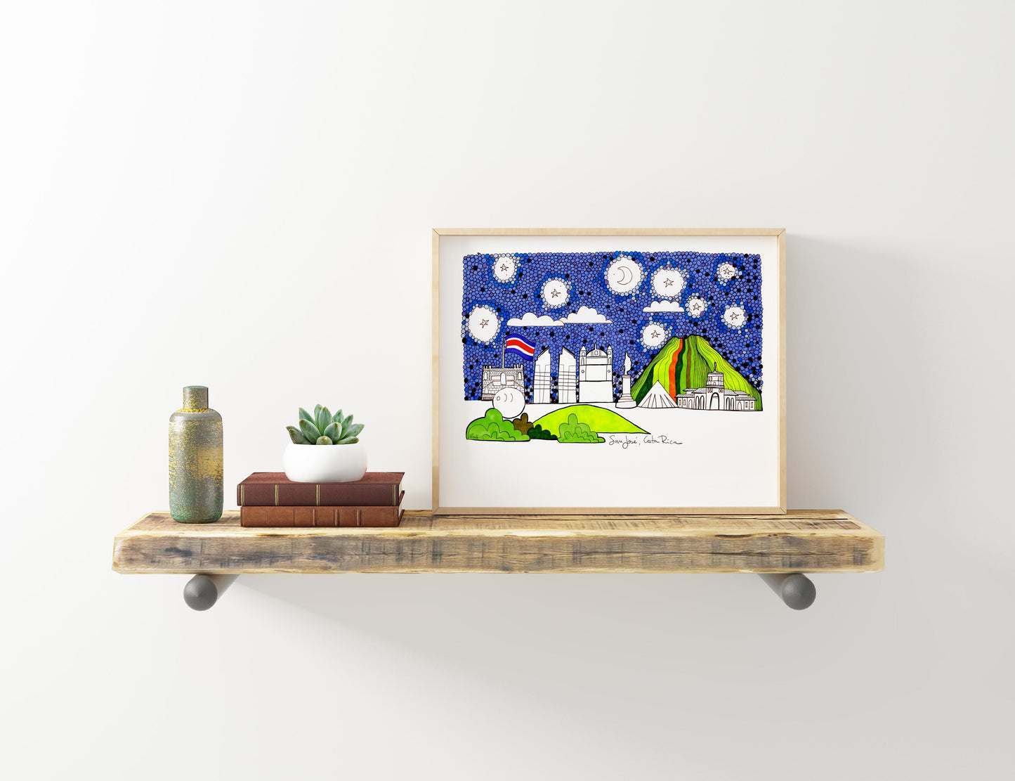 San Jose, Costa Rica, Costa Rica Print, Cubicle Decor, Travel Prints, Skylines of Central America - VIOLETREDSTUDIO