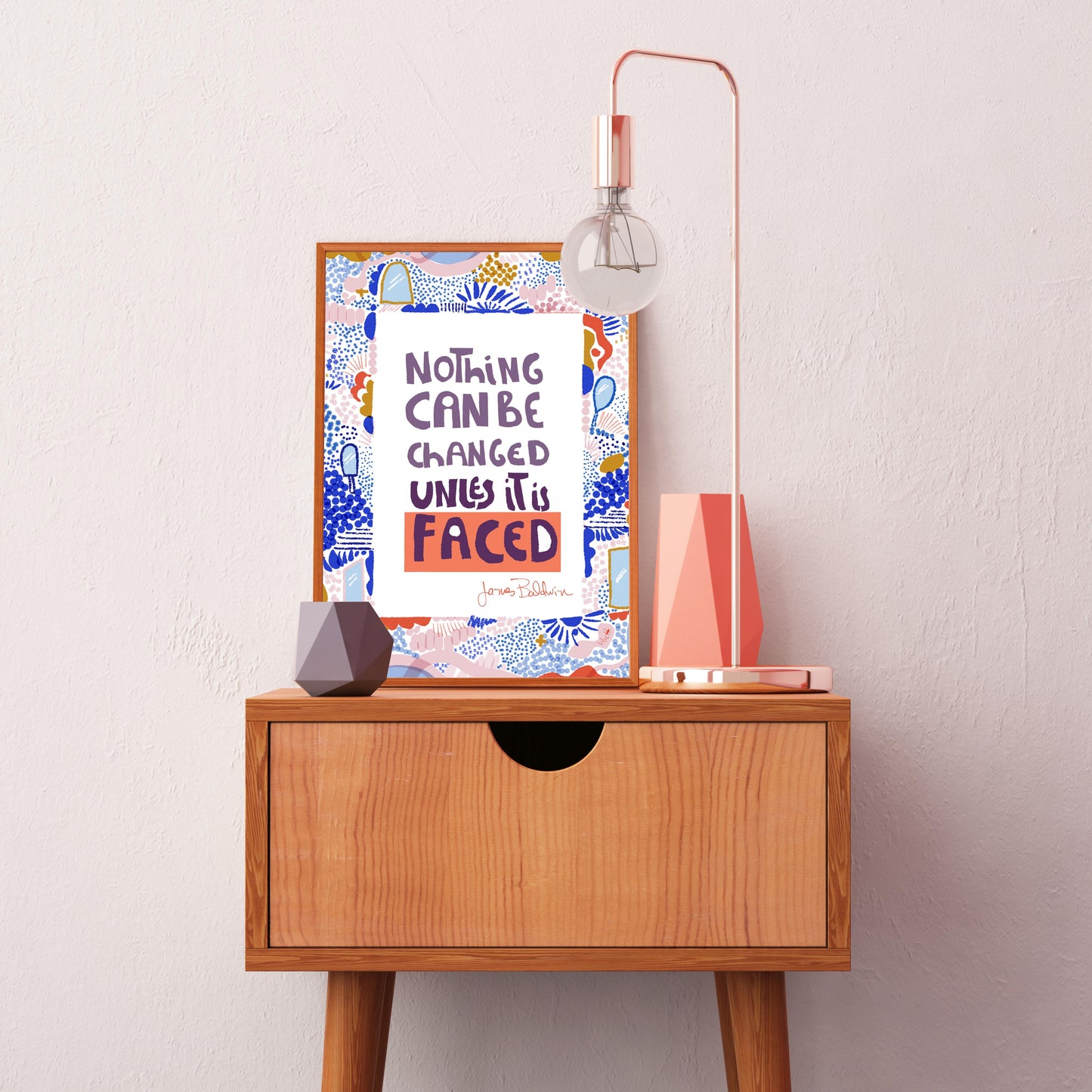 Nothing can be changed until it if faced Art Print, Cubicle Decor, JAMES BALDWIN Quote - VIOLETREDSTUDIO