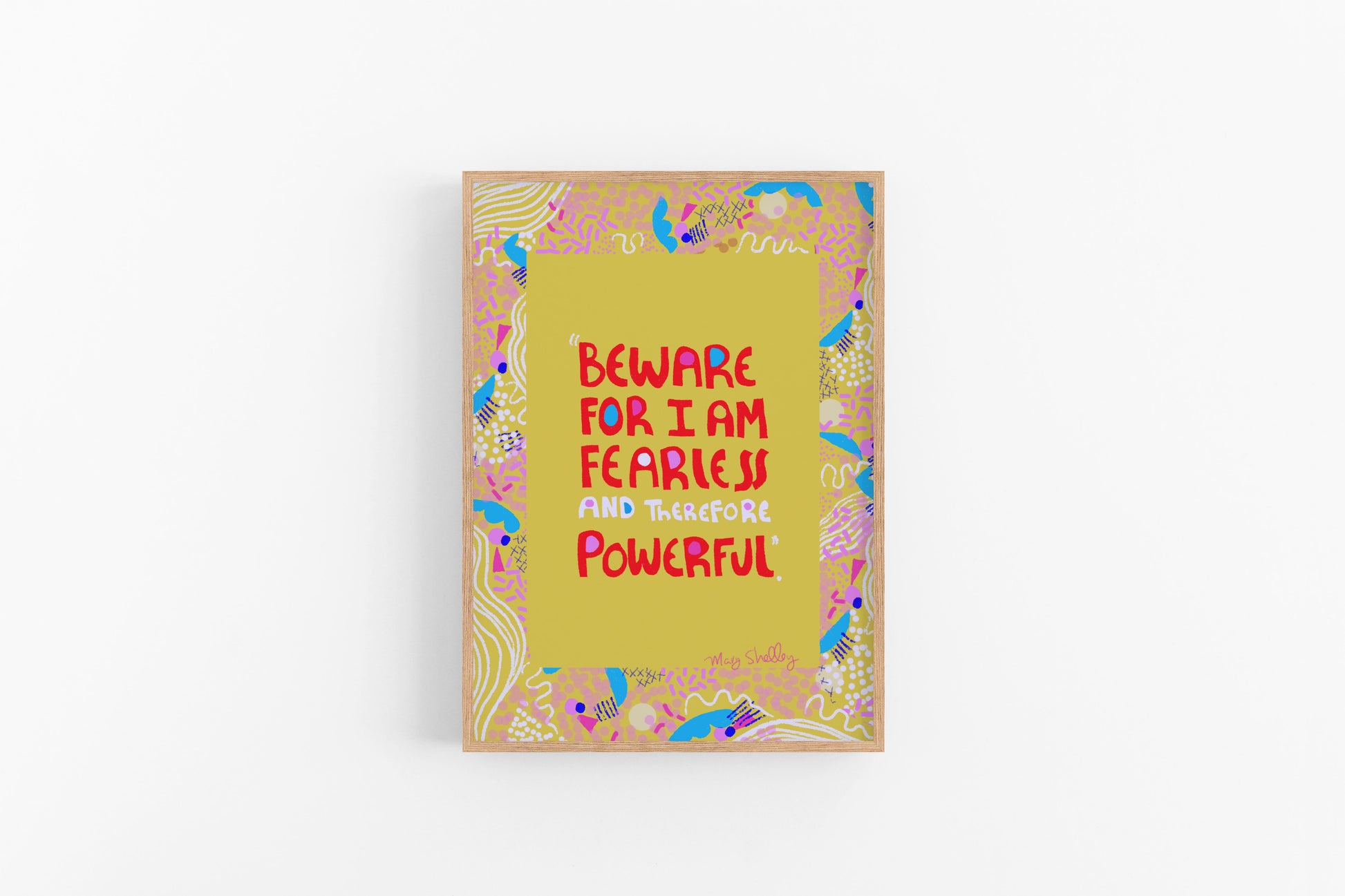 Beware for I am Fearless Hand drawn Art print, Cubicle Decor - VIOLETREDSTUDIO