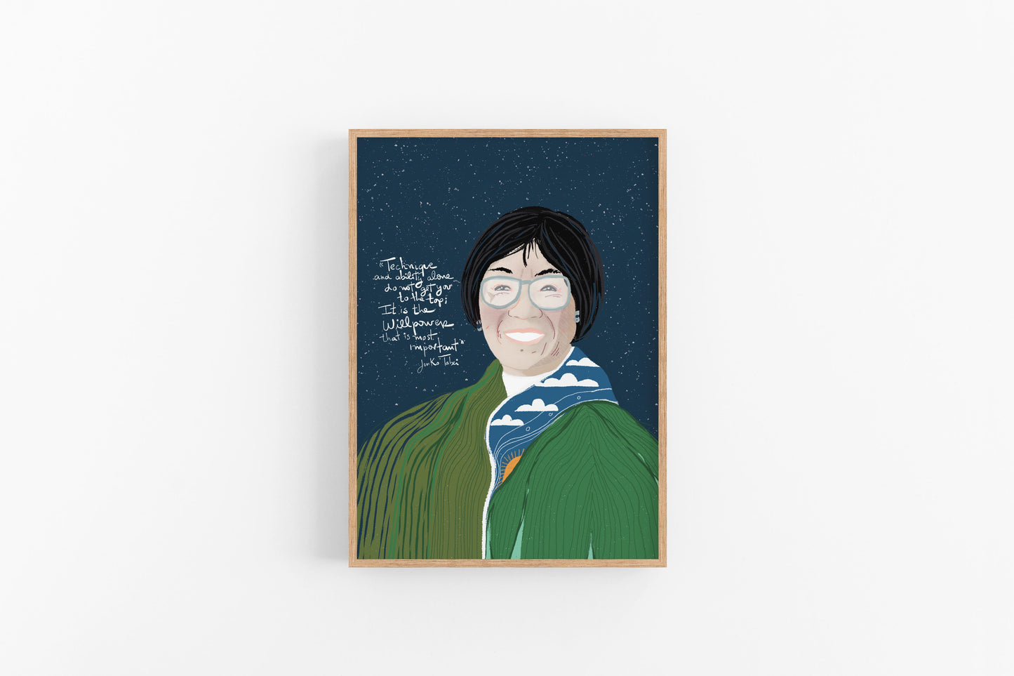 Junko Tabei Portrait, Cubicle Decor - VIOLETREDSTUDIO