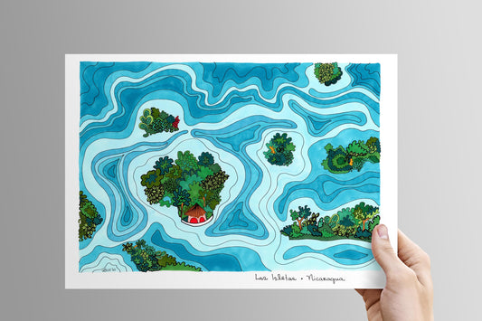 Nicaragua Art print-Cubicle DecoR-Sky Blue Art-Ready to frame Art print-Father's Day Gift - VIOLETREDSTUDIO