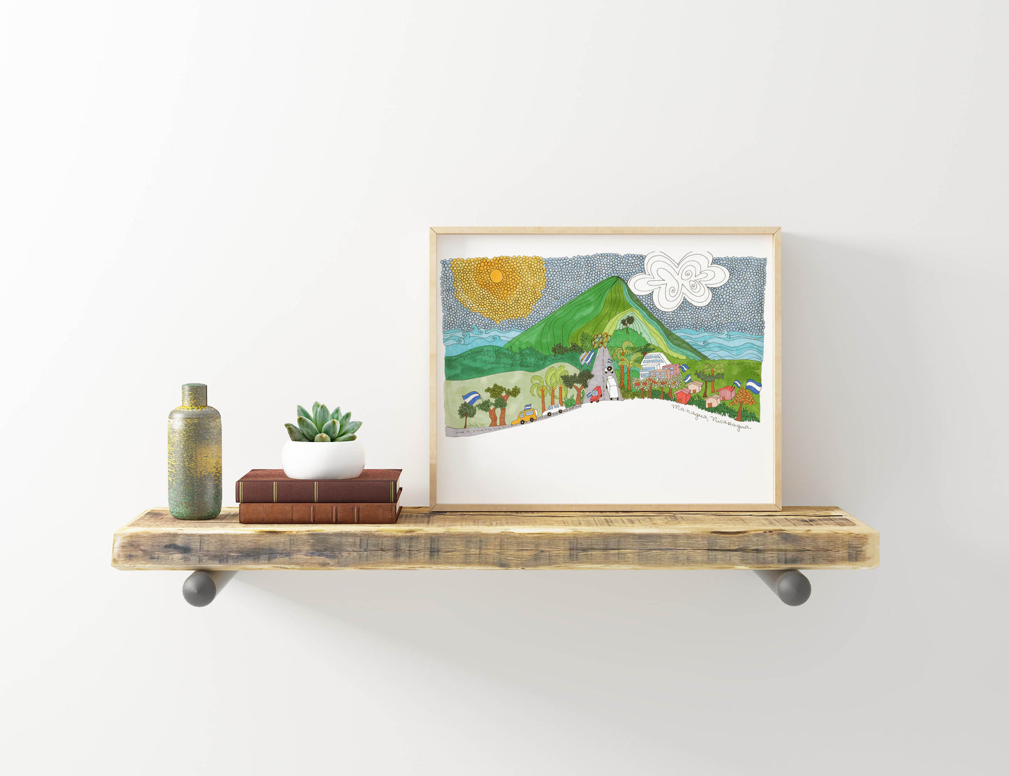 Managua-Travel Art-Ready to Frame-Nicaragua Art-Cubicle Decor - VIOLETREDSTUDIO