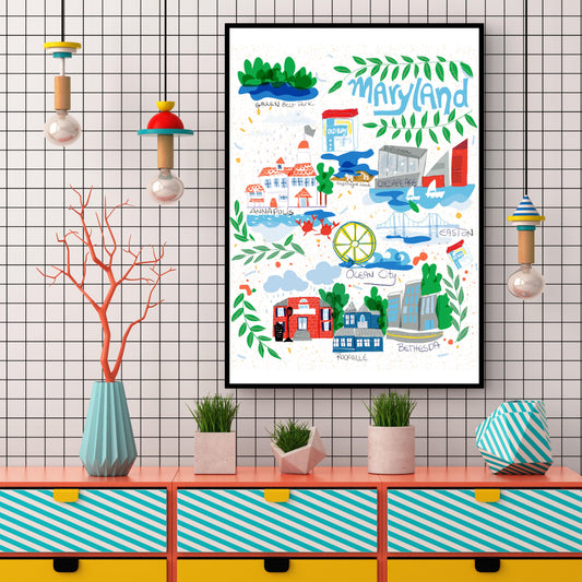MARYLAND Art Print | Cubicle Decor | House warming gift - VIOLETREDSTUDIO