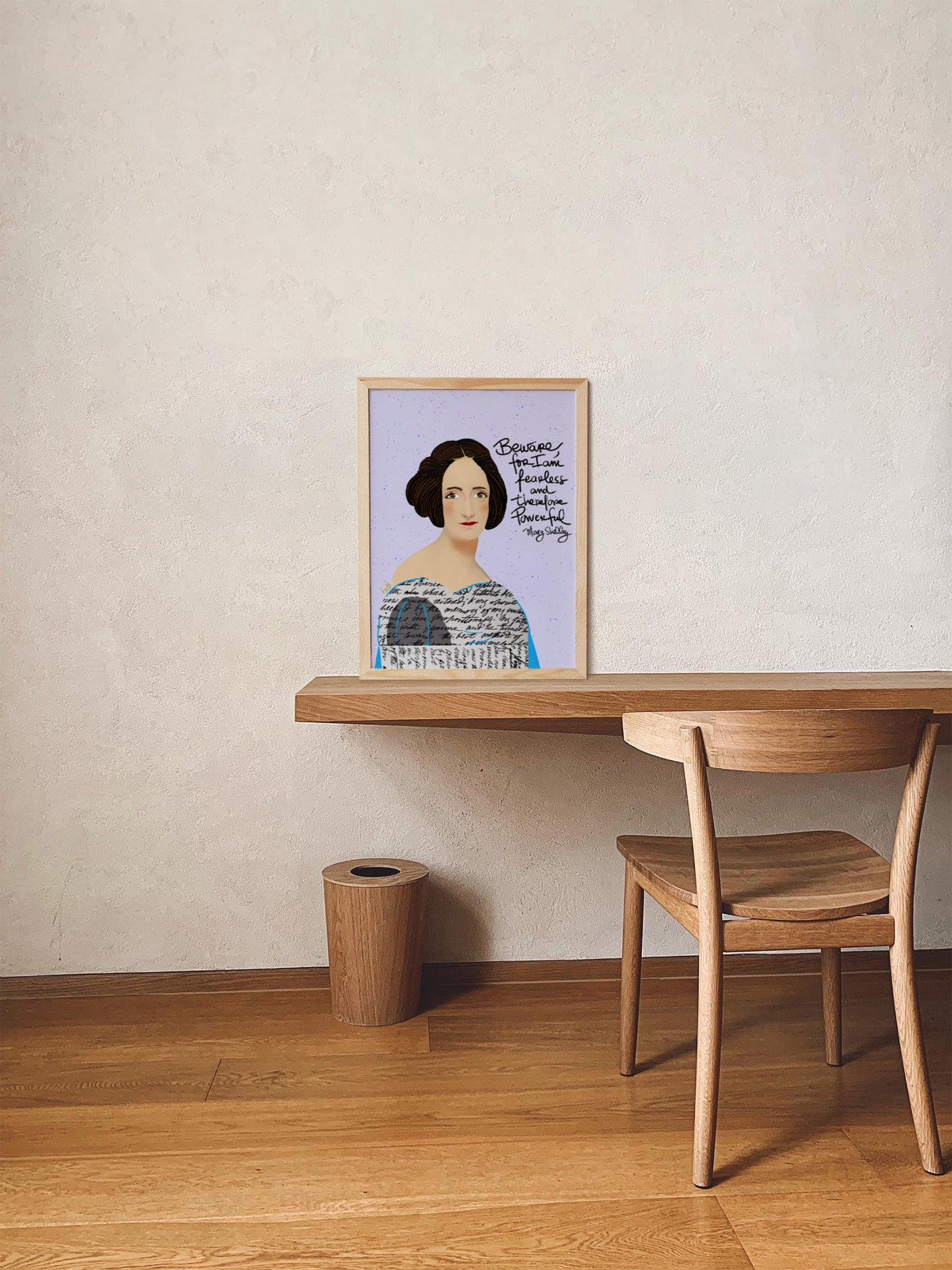 Mary Shelley Portrait, Beware for I am Fearless and Therefore Powerful, Cubicle Decor, Art Print, Gift for Writers - VIOLETREDSTUDIO