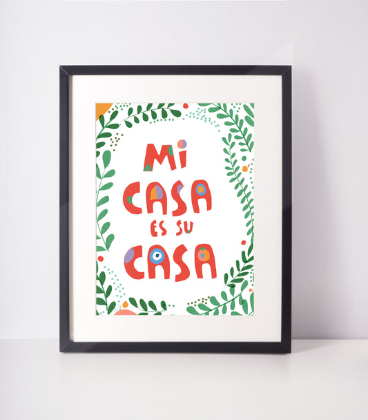Wall Art Living Room, Contemporary Art Print, MI CASA TU casa, Typographic art print, Minimal Print - VIOLETREDSTUDIO