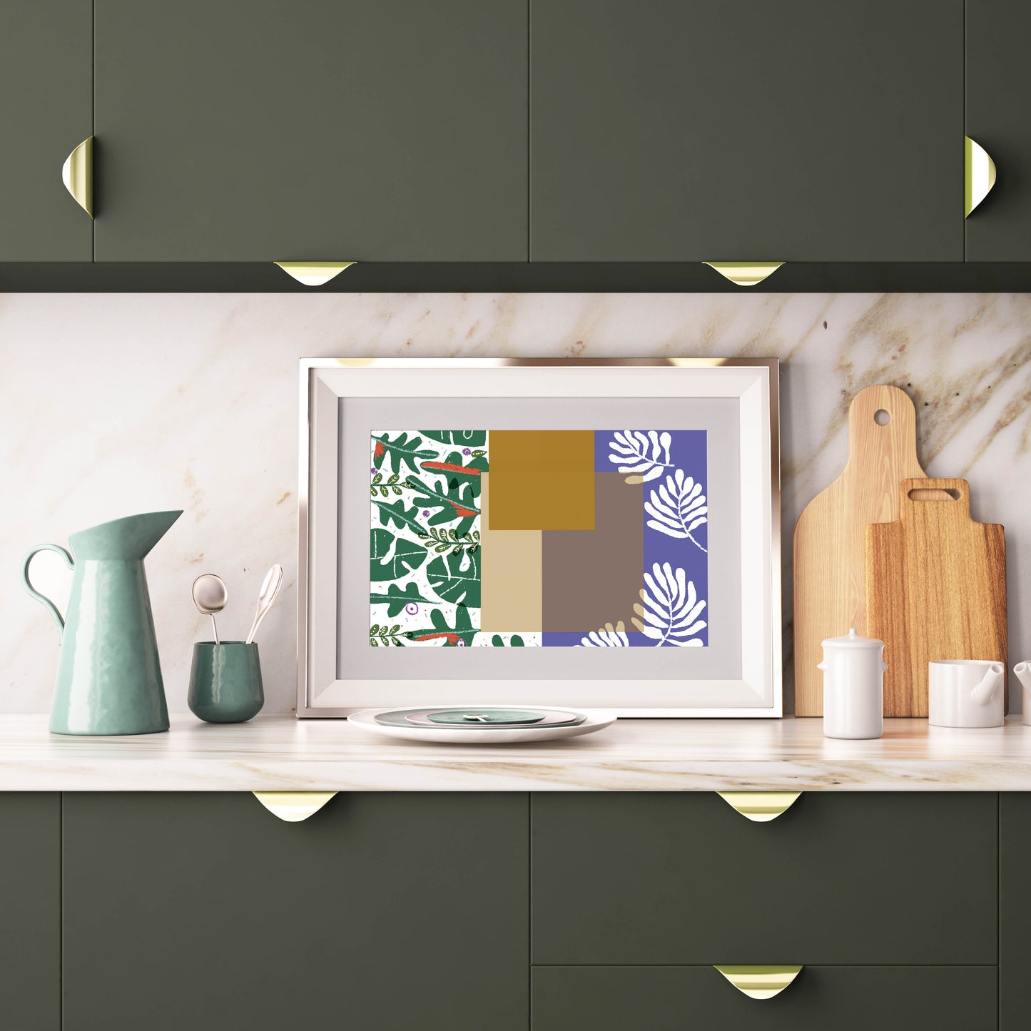 Monstera Art Print, Lavender and Emerald Cubicle Decor - VIOLETREDSTUDIO