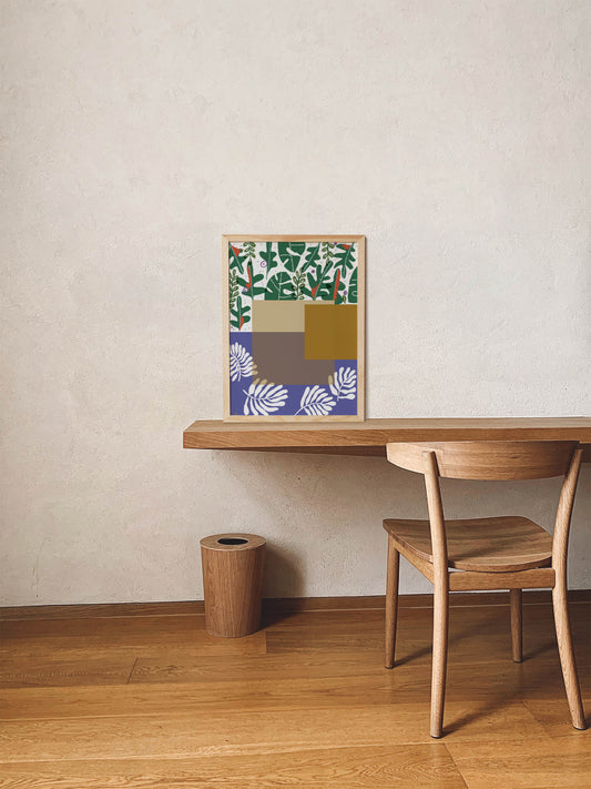 Monstera Art Print, Lavender and Emerald Cubicle Decor - VIOLETREDSTUDIO