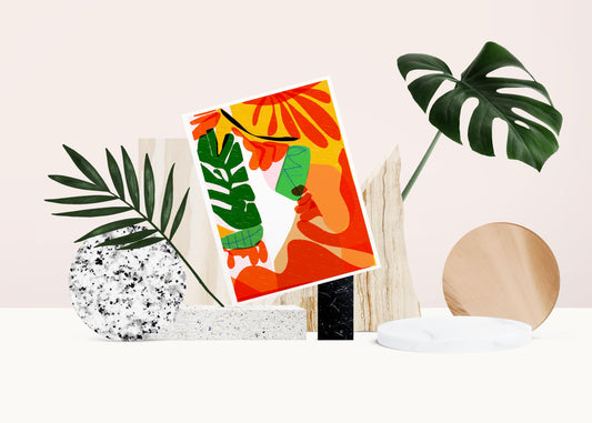 Modern Wall Art, Tropical Cubicle Decor, Ready to Print Colorful Abstract Print - VIOLETREDSTUDIO