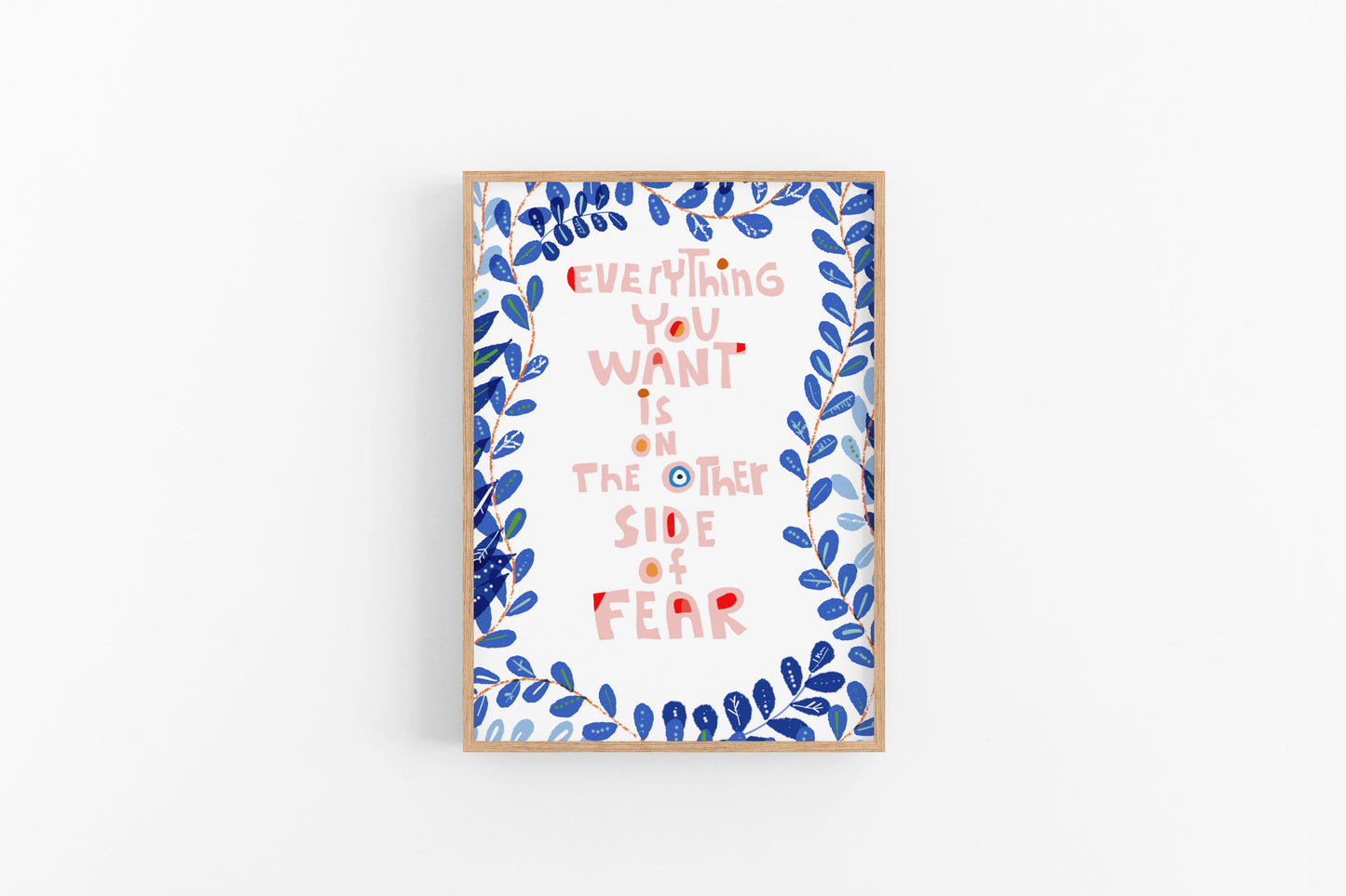 Everything you want if on the Other Side of Fear Quote Art Print, Cubicle Decor for the Adventurous Girl - VIOLETREDSTUDIO