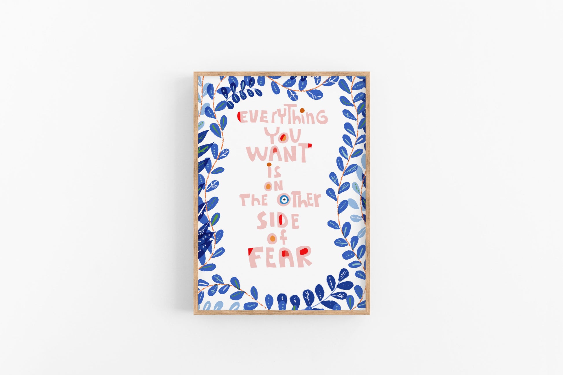 Everything you want if on the Other Side of Fear Quote Art Print, Cubicle Decor for the Adventurous Girl - VIOLETREDSTUDIO