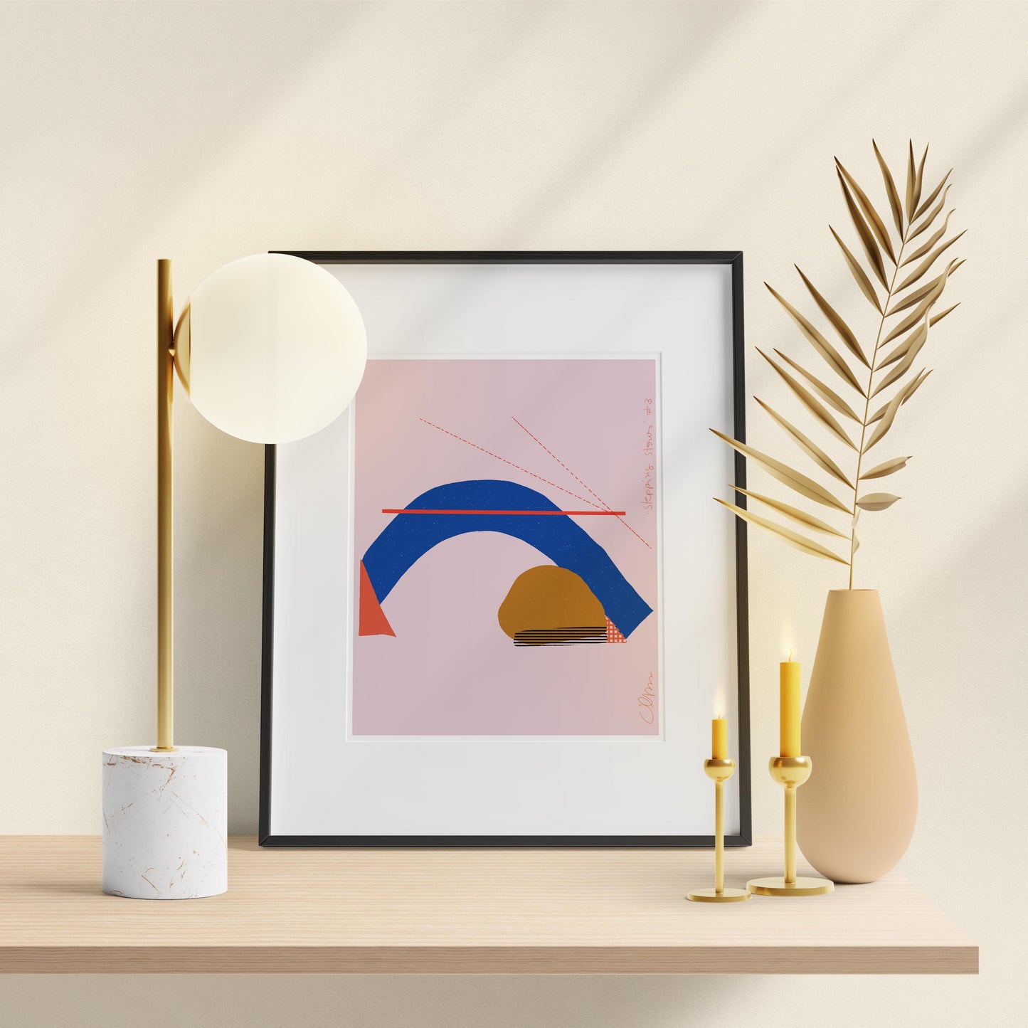 Pink Wall Art, Modern Bedroom Decor, Soft Pink Abstract Art Print, Abstract Shapes Print - VIOLETREDSTUDIO