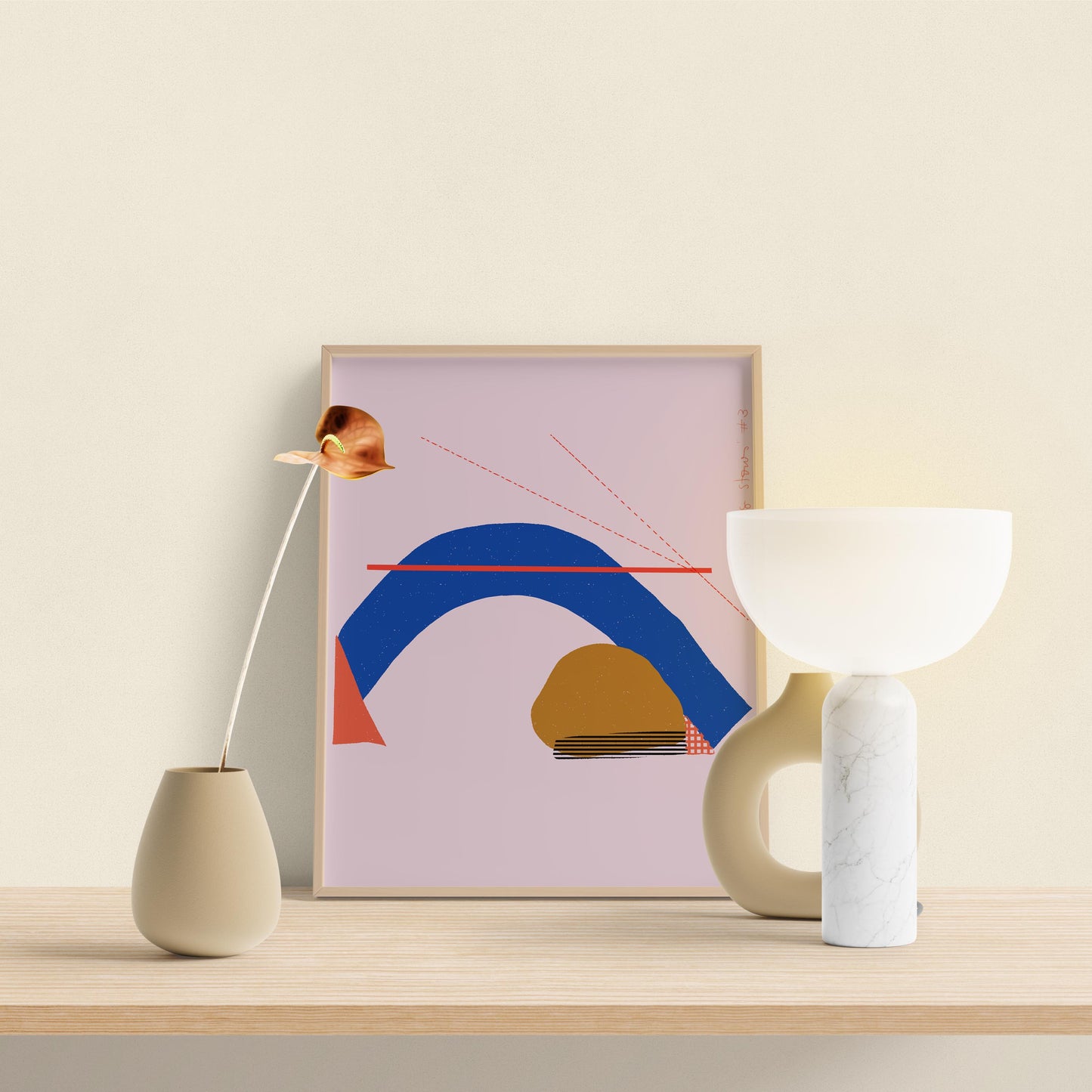 Pink Wall Art, Modern Bedroom Decor, Soft Pink Abstract Art Print, Abstract Shapes Print - VIOLETREDSTUDIO