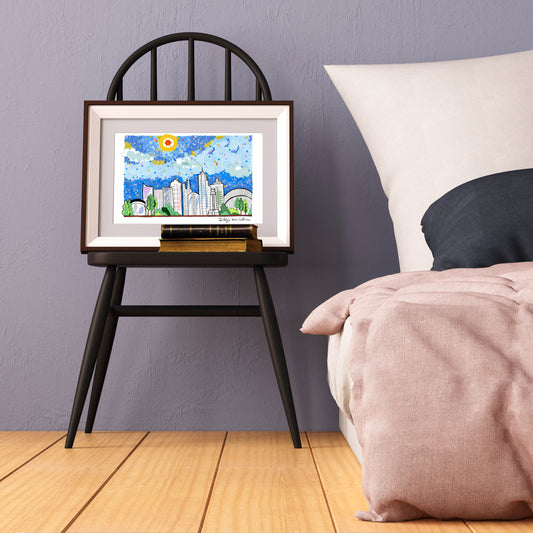 RALEIGH, North Carolina skyline | Art print for cubicle decor-TRAVEL PRINTS - VIOLETREDSTUDIO