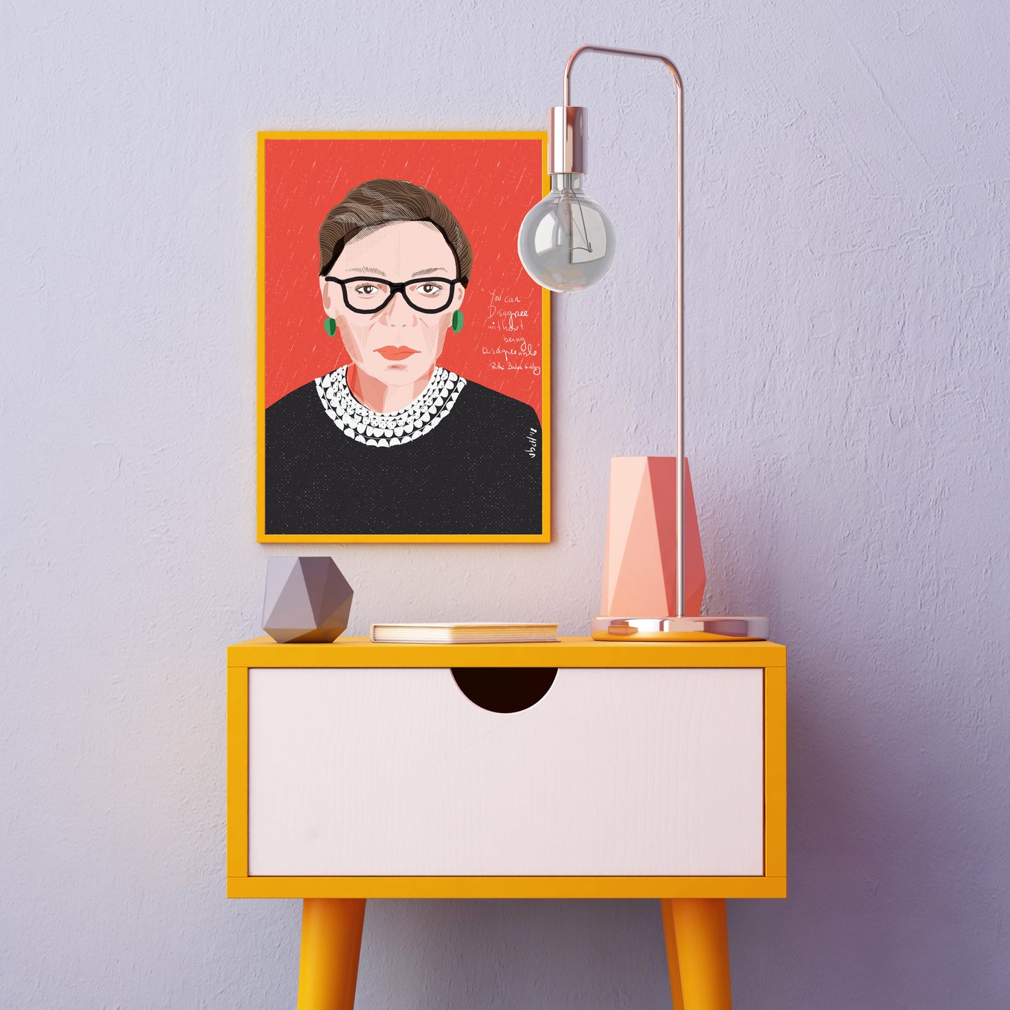 Notorious RBG Art Print, Ruth Bader Ginsburg Portrait, Cubicle Decor, RBG QUOTE - VIOLETREDSTUDIO